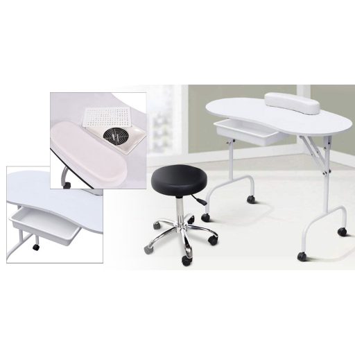 Mobilny stolik kosmetyczny do manicure z torbą transportową w prezencie, dostępny w 2 modelach-z szufladami