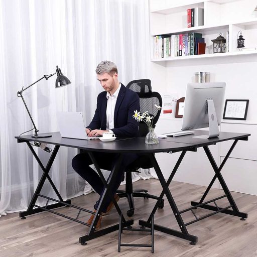 Biurko w kształcie litery L-czarne