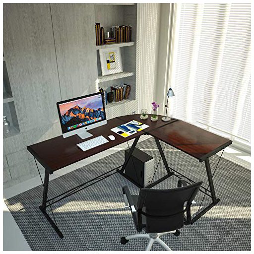 Biurko w kształcie litery L-ciemno brązowe