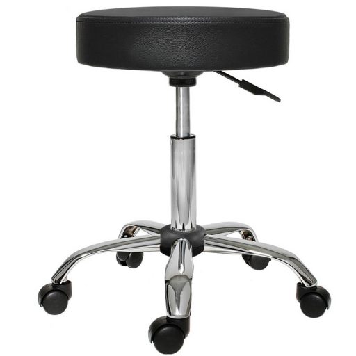 Krzesło kosmetyczne na kółkach z regulowaną wysokością-czarne