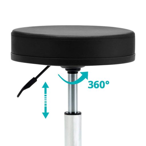 Krzesło kosmetyczne na kółkach z regulowaną wysokością-czarne