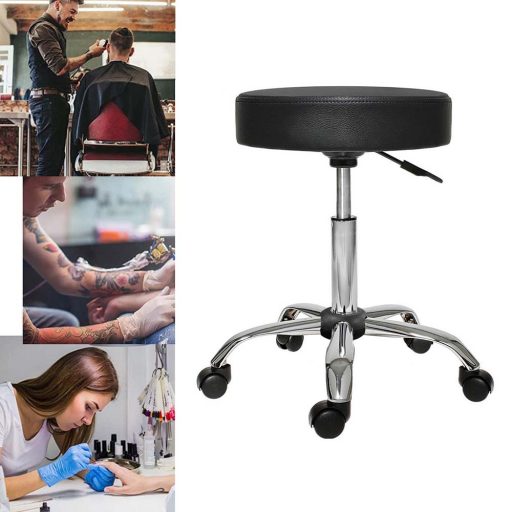 Krzesło kosmetyczne na kółkach z regulowaną wysokością-czarne