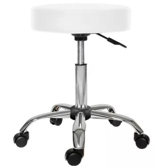   Krzesło kosmetyczne na kółkach z regulowaną wysokością-białe