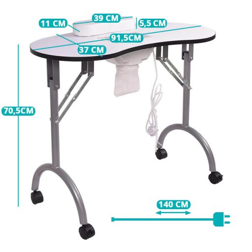 Mobilny stolik kosmetyczny do manicure z torbą transportową w prezencie, dostępny w 2 modelach-z wentylatorem