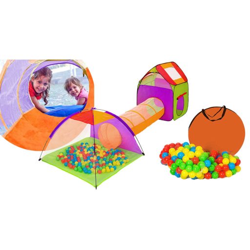 Namiot do zabawy z tunelem, 200 piłeczek w prezencie