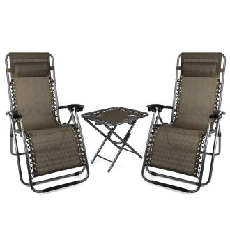 2 krzesła ogrodowe zerowej grawitacji ze stolikiem