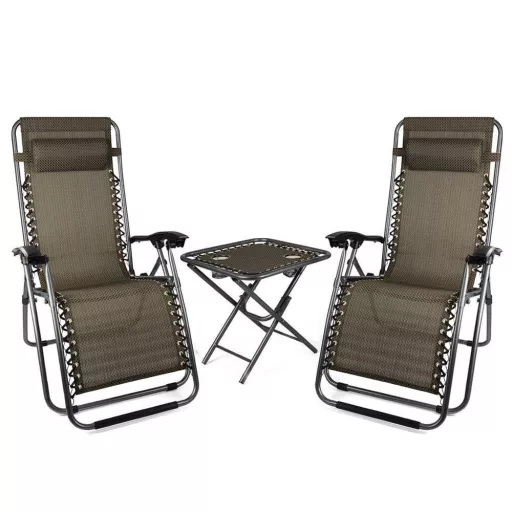 2 krzesła ogrodowe zerowej grawitacji ze stolikiem