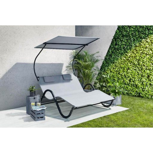 Leżanka ogrodowa DELUX, 2 osobowa, 3 kolory-szara