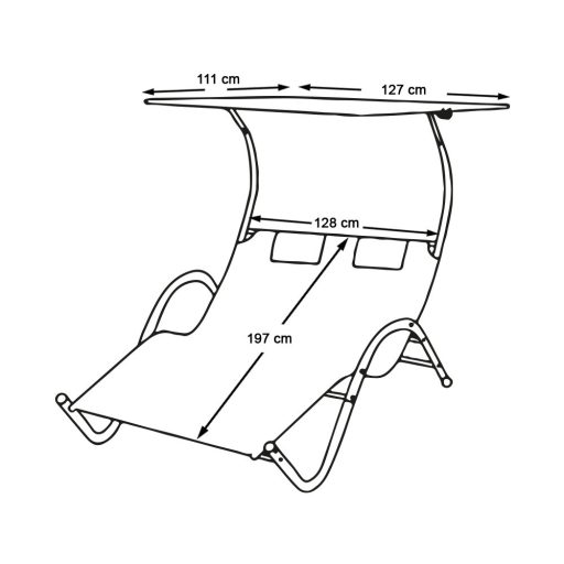 Leżanka ogrodowa DELUX, 2 osobowa, 3 kolory-szara
