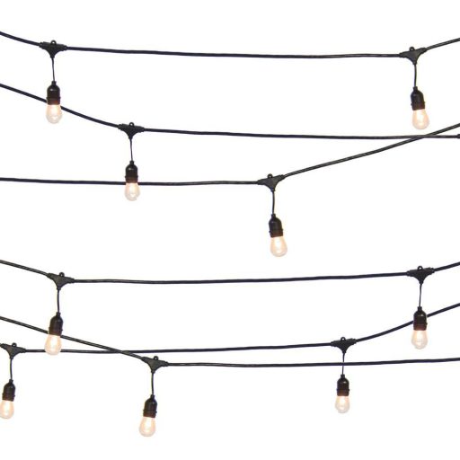 Sznur świetlny LED, wodoodporny, 15 lampek z diodami LED, gwint E27, 14,6 m, barwa światła ciepła biel