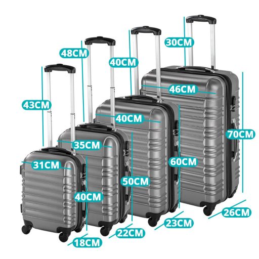 Zestaw 4 sztywnych walizek, dostępny w 4 kolorach-szary