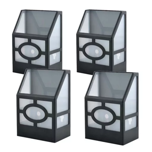 Lampa solarna na zewnątrz, 4 szt, czarna