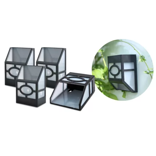 Lampa solarna na zewnątrz, 4 szt, czarna