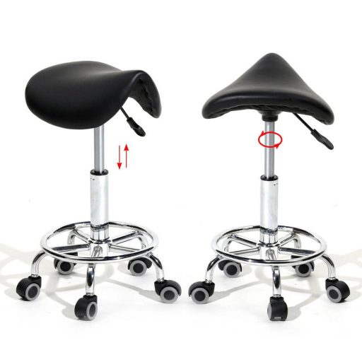 Siodło, taboret kosmetyczny na kółkach-czarne