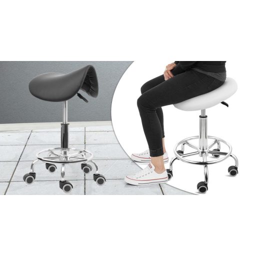 Siodło, taboret kosmetyczny na kółkach-czarne