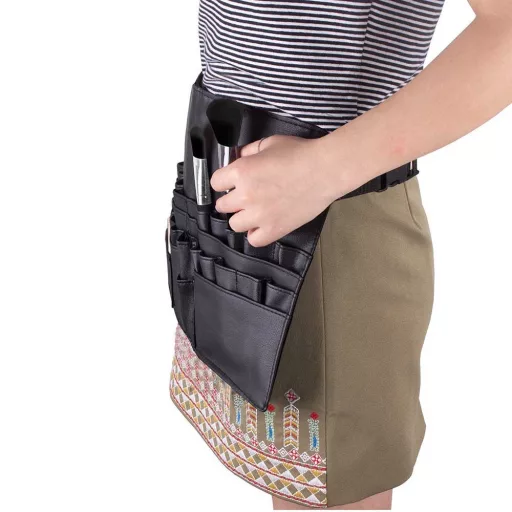 18-częściowy zestaw pędzli do makijażu z pasem na pędzle.