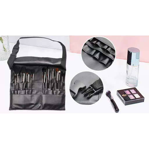 18-częściowy zestaw pędzli do makijażu z pasem na pędzle.
