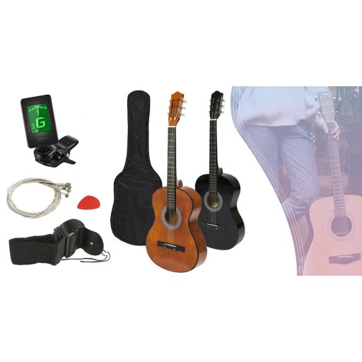 Gitara akustyczna dla początkujących, z tunerem w prezencie, w 2 kolorach-czarna