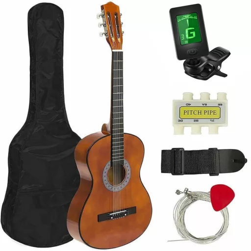 Gitara akustyczna dla początkujących, z tunerem w prezencie, w 2 kolorach-brązowa