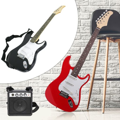 Gitara elektryczna dla początkujących, ze wzmacniaczem w prezencie-czarna