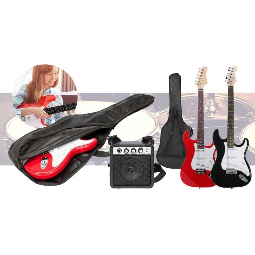 Gitara elektryczna dla początkujących, ze wzmacniaczem w prezencie-czarna