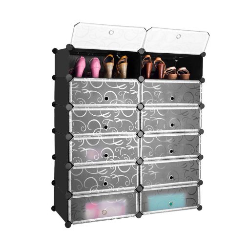 Plastikowa szafka na buty bateryjne, czarna