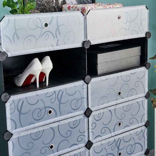 Plastikowa szafka na buty bateryjne, czarna