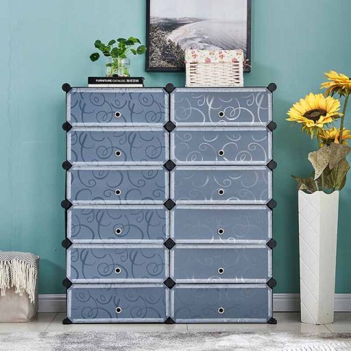 Plastikowa szafka na buty bateryjne, czarna