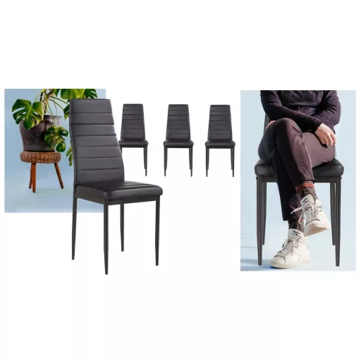Zestaw 4 krzeseł do jadalni, czarne