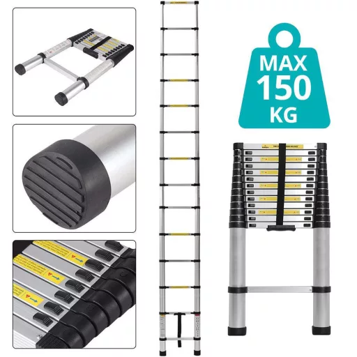 Drabina teleskopowa, aluminiowa, 3 rozmiary-4,1 metrowy