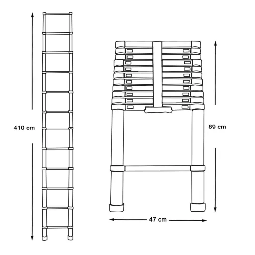 Drabina teleskopowa, aluminiowa, 3 rozmiary-4,1 metrowy