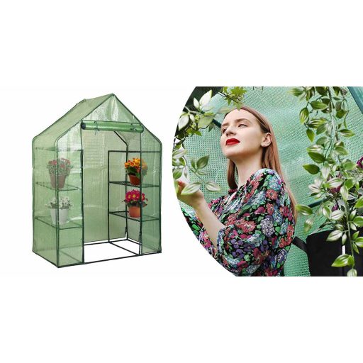 Mobilna szklarnia ogrodowa z półkami
