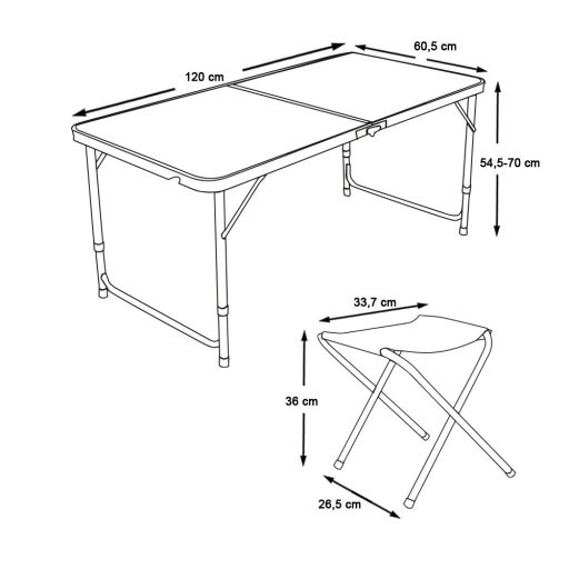Stół kempingowy z 4 krzesłami