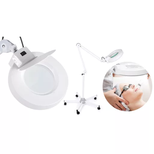 Lampa kosmetyczna z lupą na statywie