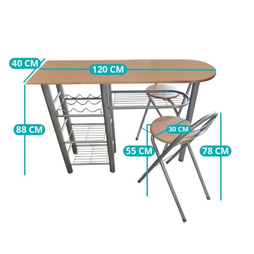 Zestaw kuchenny z 2 krzesłami i stołem