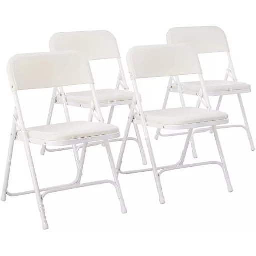 Krzesła składane, 4 szt, białe