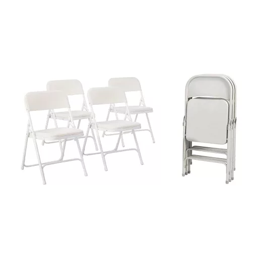 Krzesła składane, 4 szt, białe