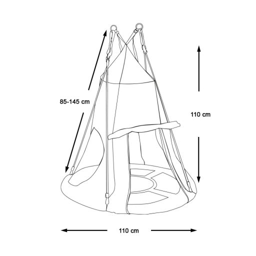 Huśtawka bociane gniazdo-110 centymetrowa-niebieska-z namiotem