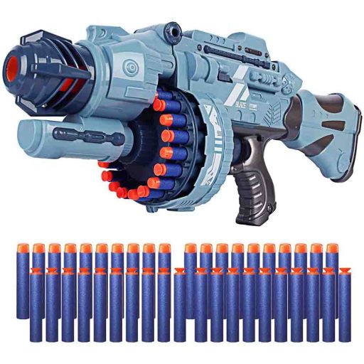 Karabin maszynowy dla dzieci z efektem dźwiękowym, w 2 kolorach, zestaw naboji w prezencie-szary