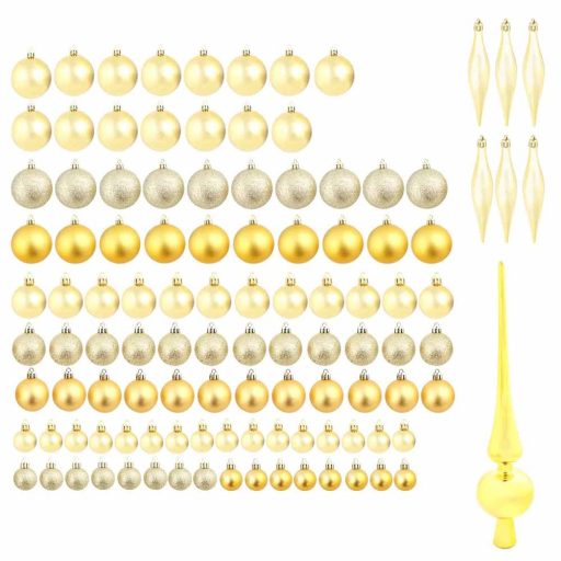 112-częściowy zestaw ozdób choinkowych, w kilku kolorach-złoty