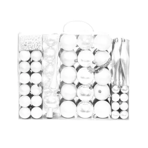 112-częściowy zestaw ozdób choinkowych, w kilku kolorach-biały