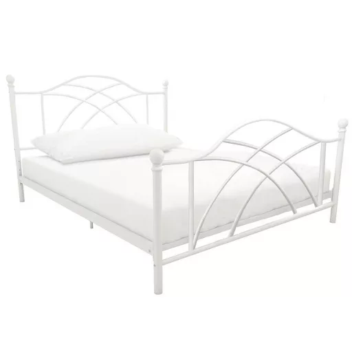 Metalowa rama łóżka Lotti ze stelażem w prezencie, dostępne w kilku wymiarach i kolorach-90x200 cm-owa-biała