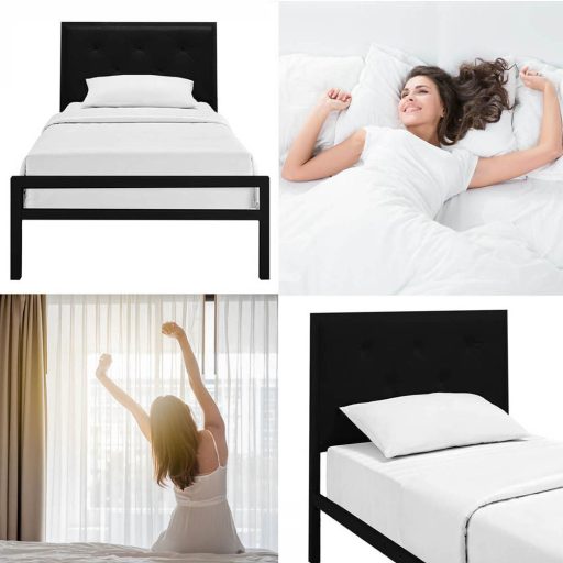 Metalowa rama łóżka Hanna ze stelażem w prezencie, dostępne w kilku wymiarach i kolorach-90x200 cm-es-czarna