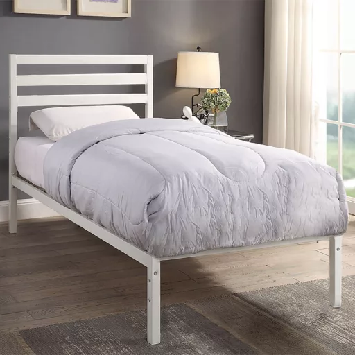 Metalowa rama łóżka Bella ze stelażem w prezencie, dostępne w kilku wymiarach i kolorach-90x200 cm-owa, biała