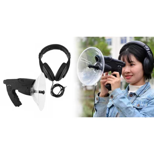 Mikrofon kierunkowy paraboliczny ze słuchawkami