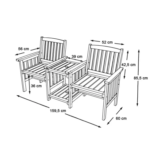 Drewniany zestaw ogrodowy dla 2 osób