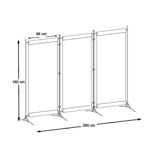 Mobilny dzielnik przestrzeni szary, 260x180cm