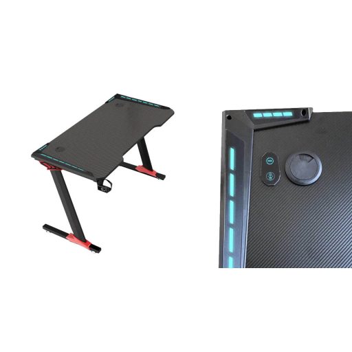 Profesjonalny stół gamingowy z powłoką z włókna węglowego, z oświetleniem LED 