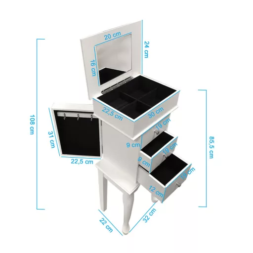 Szafka na biżuterię, biała