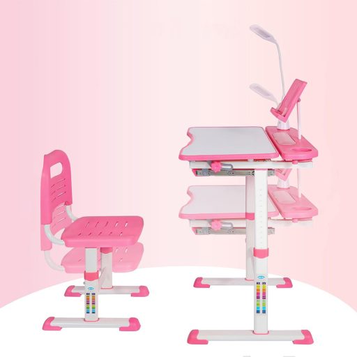 Biurko dziecięce wielofunkcyjne z regulacją wysokości-różowe